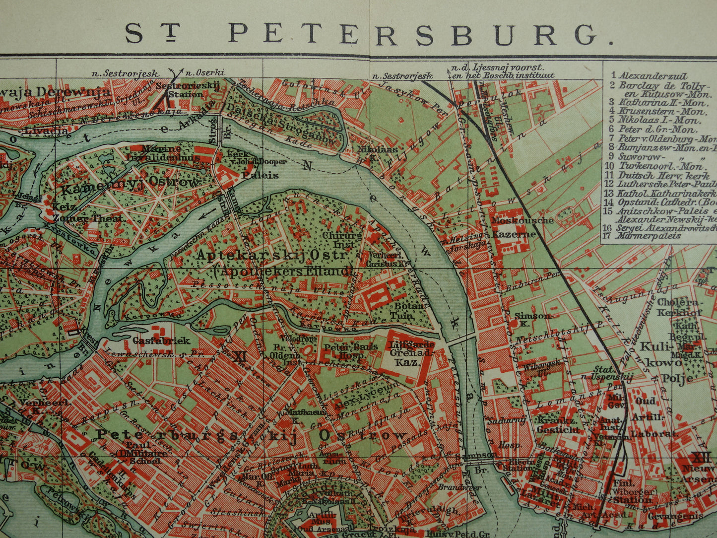 St Petersburg old map Original antique Dutch map of Saint Petersburg Russia from 1910 vintage historical maps