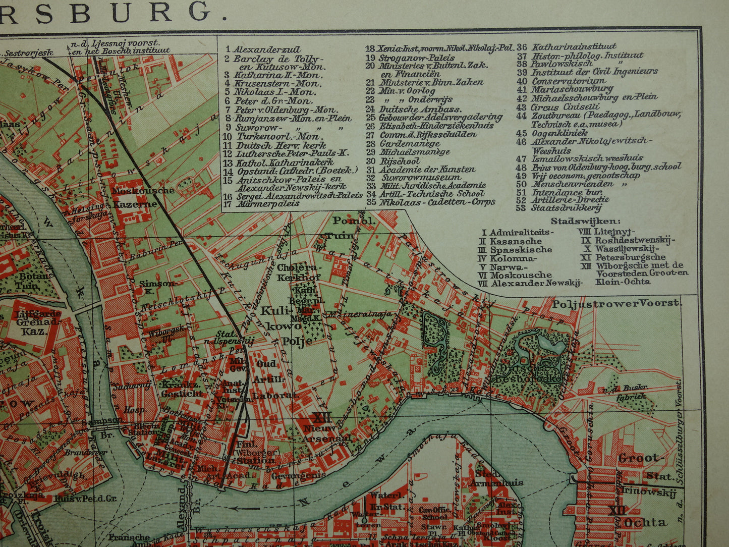 St Petersburg old map Original antique Dutch map of Saint Petersburg Russia from 1910 vintage historical maps