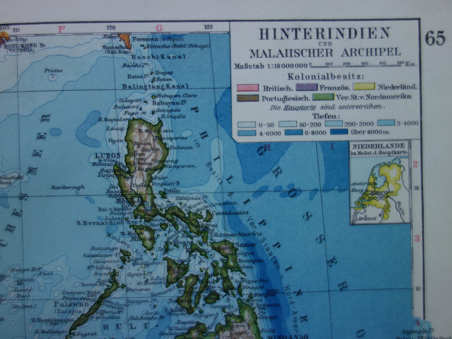 INDONESIA old map of Indonesia Philippines Southeast Asia 1928 original vintage German map Batavia Singapore Aceh Java