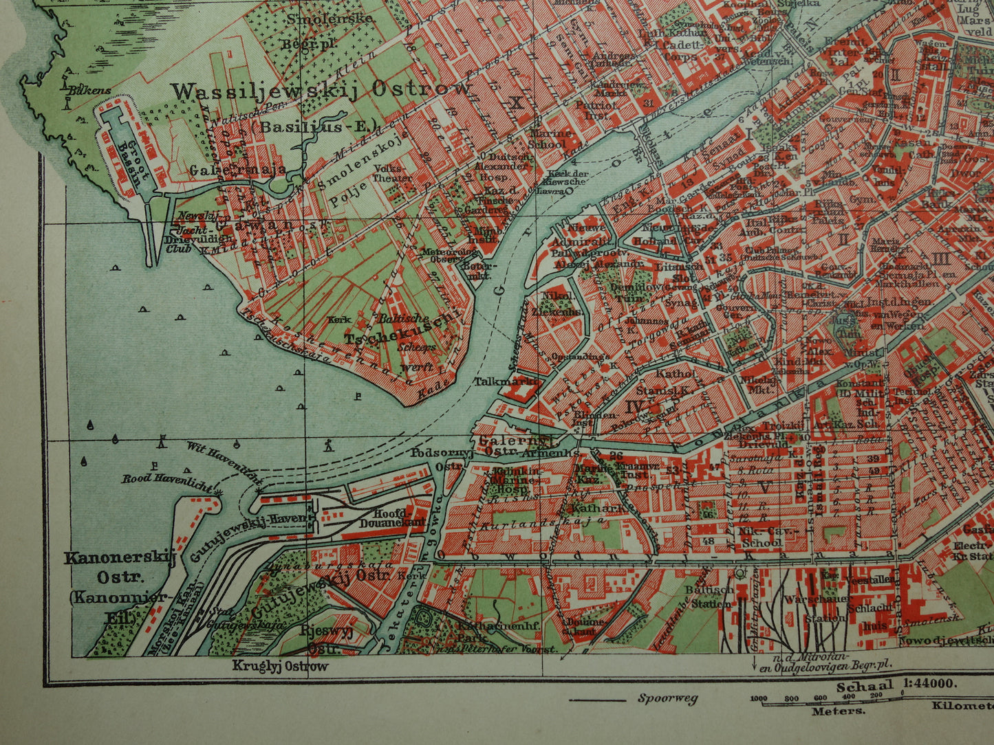 St Petersburg old map Original antique Dutch map of Saint Petersburg Russia from 1910 vintage historical maps
