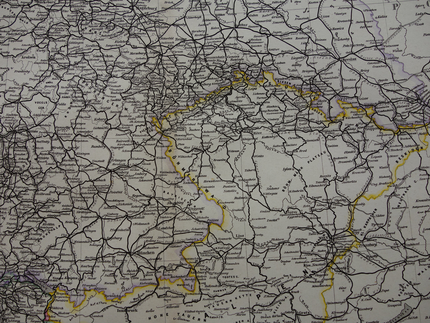 Antique map of Railways in Netherlands Germany original 140+ year old map railway lines central Europe railway map