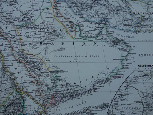 Saoedi-Arabië vintage landkaart van Saudi-Arabie 1878 originele oude antieke kaart Riyad Djedda