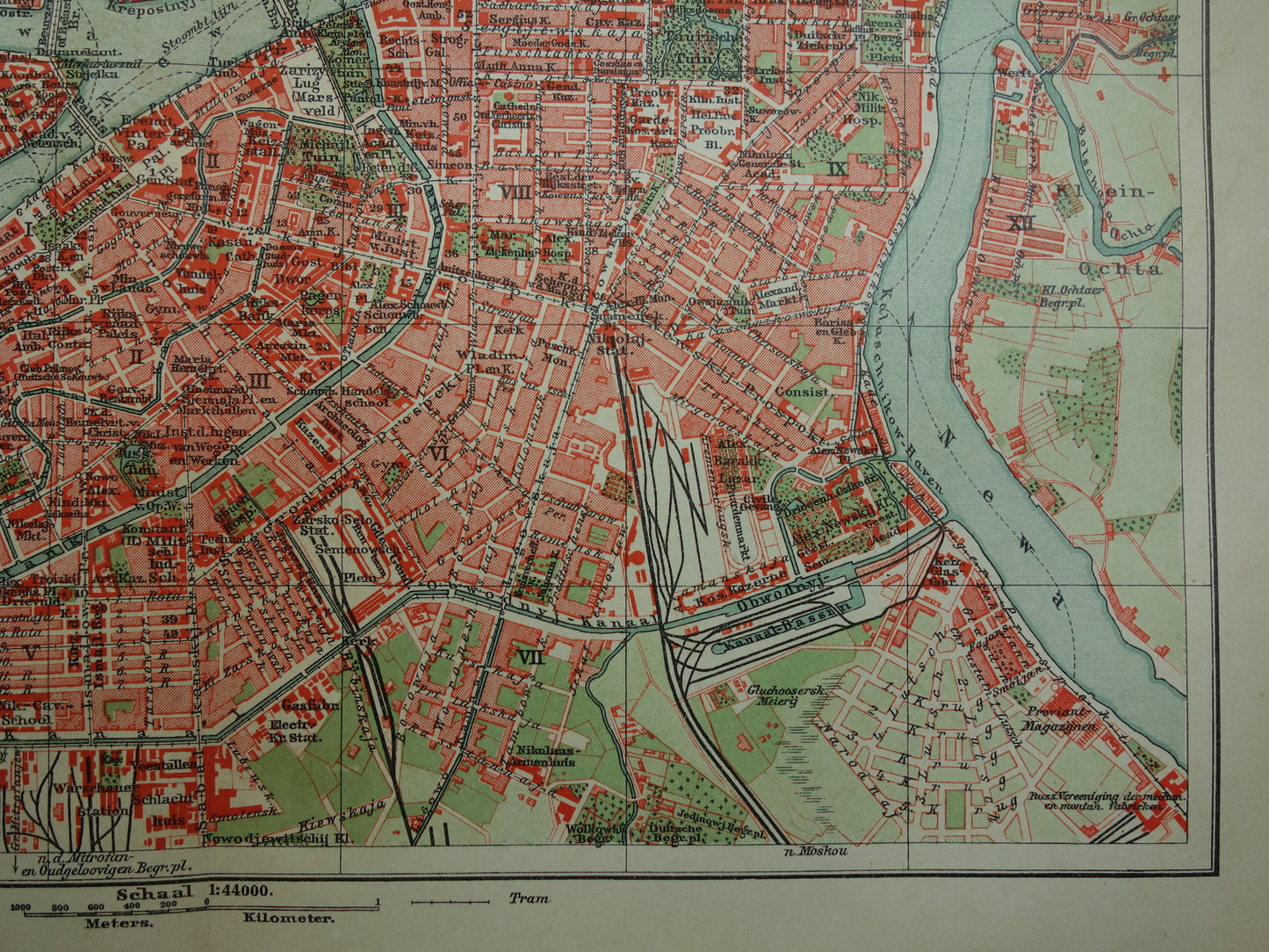 St Petersburg old map Original antique Dutch map of Saint Petersburg Russia from 1910 vintage historical maps