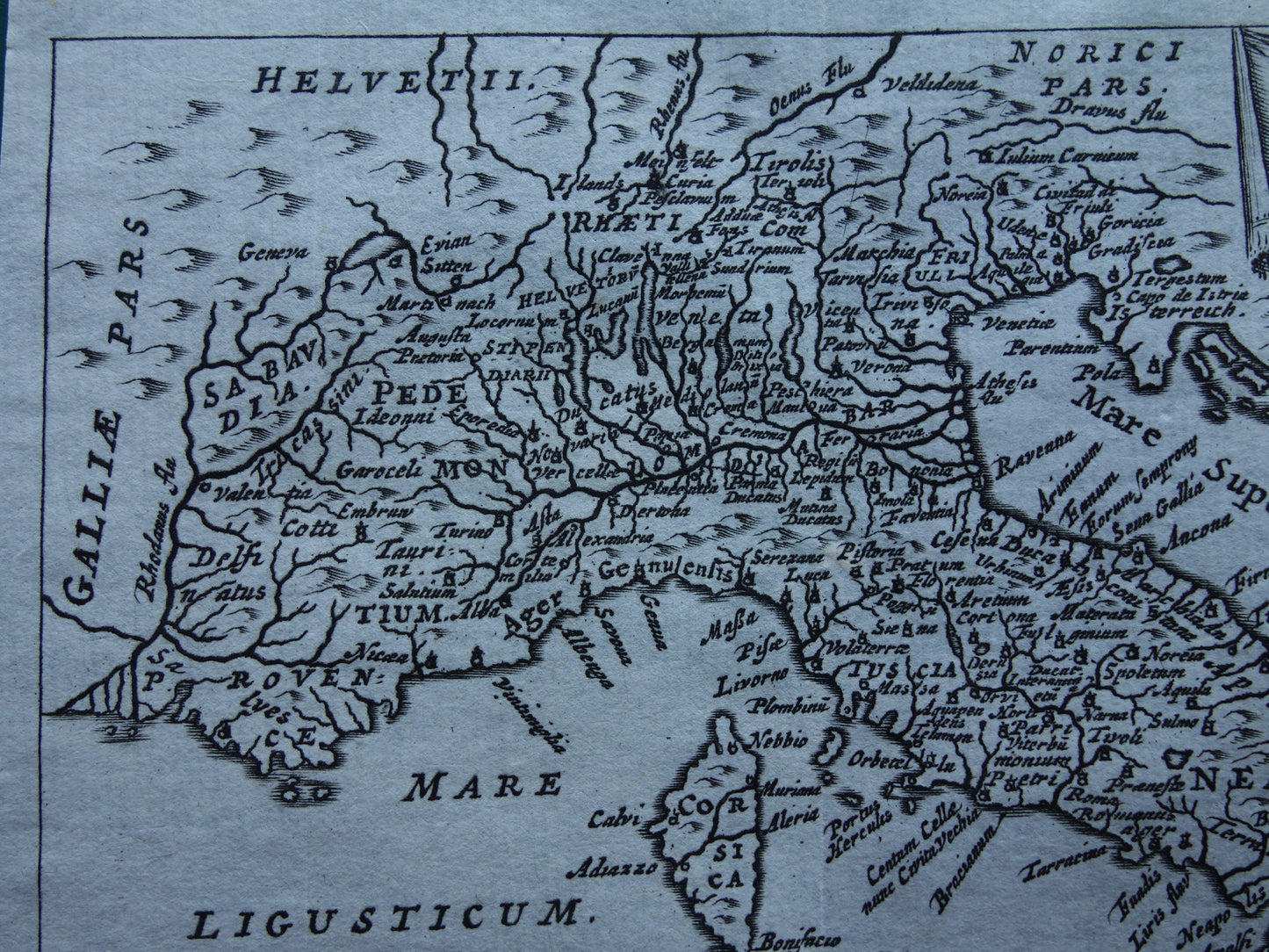Old map of Italy from 1661 original antique Dutch map small format