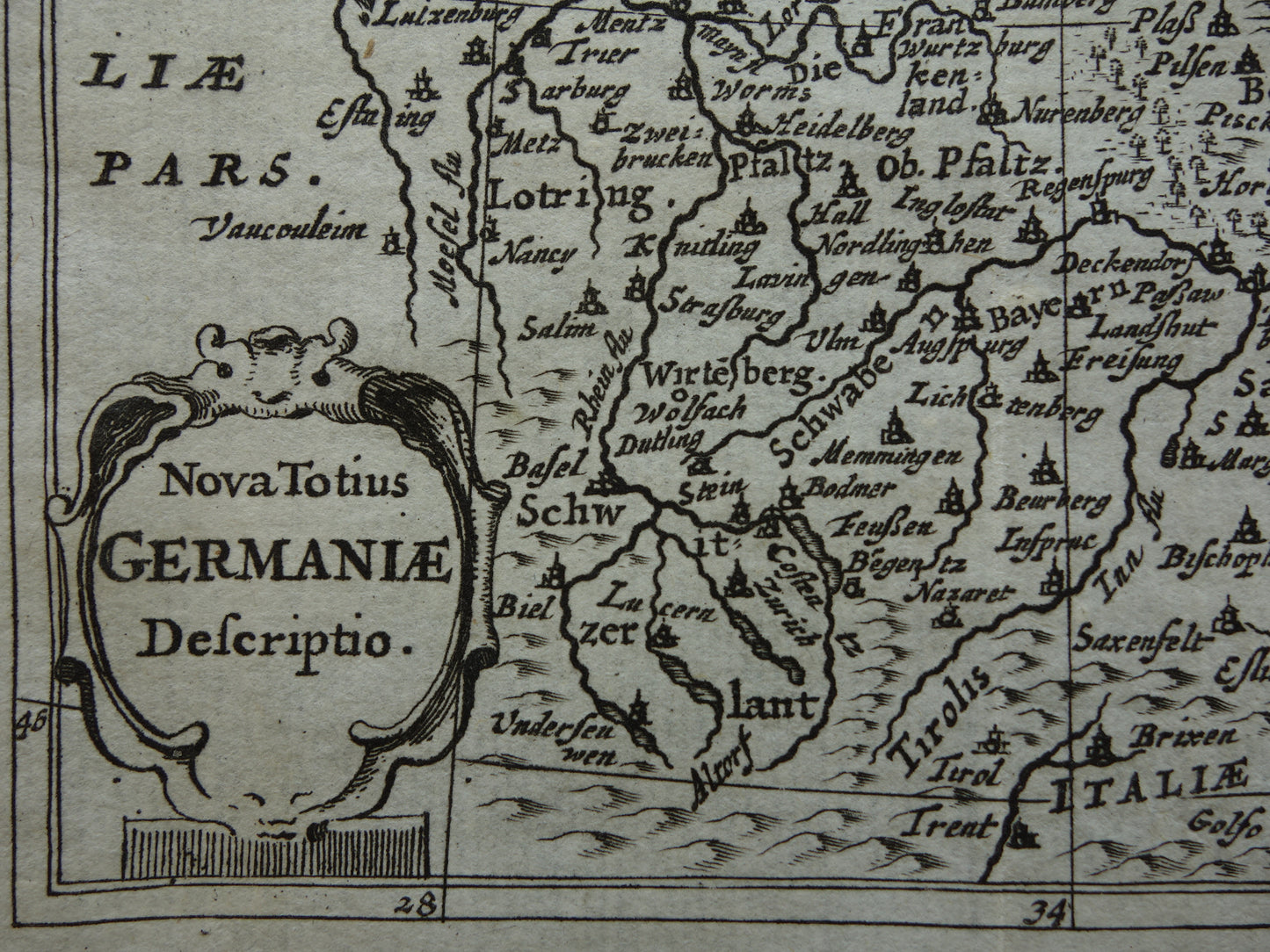 GERMANY 360+ year old map of Germany 1661 original antique Dutch map very small size