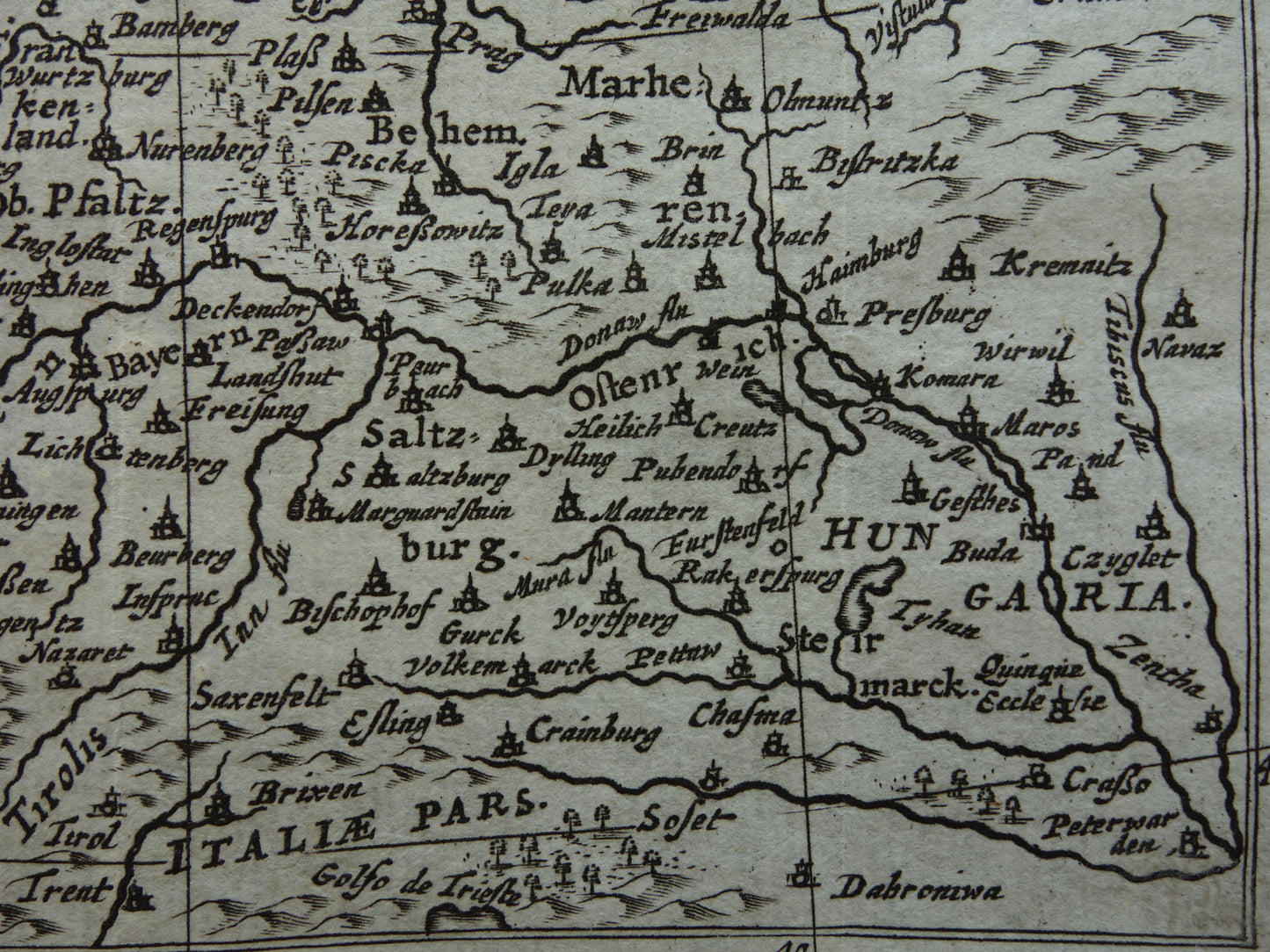 GERMANY 360+ year old map of Germany 1661 original antique Dutch map very small size