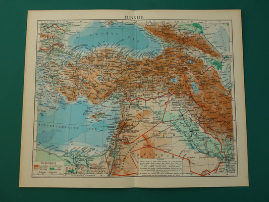TURKIJE Oude kaart uit het jaar 1938 historische Nederlandse landkaart Turkije vintage kaarten