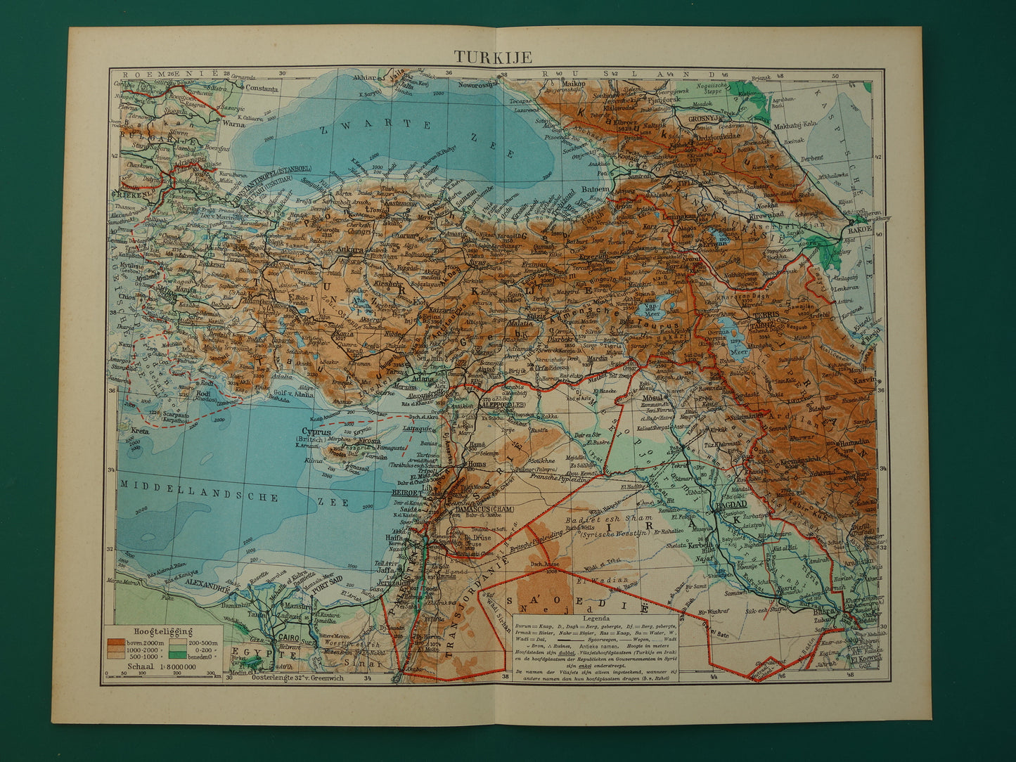 TURKEY Old map from the year 1938 historical Dutch map Turkey vintage maps