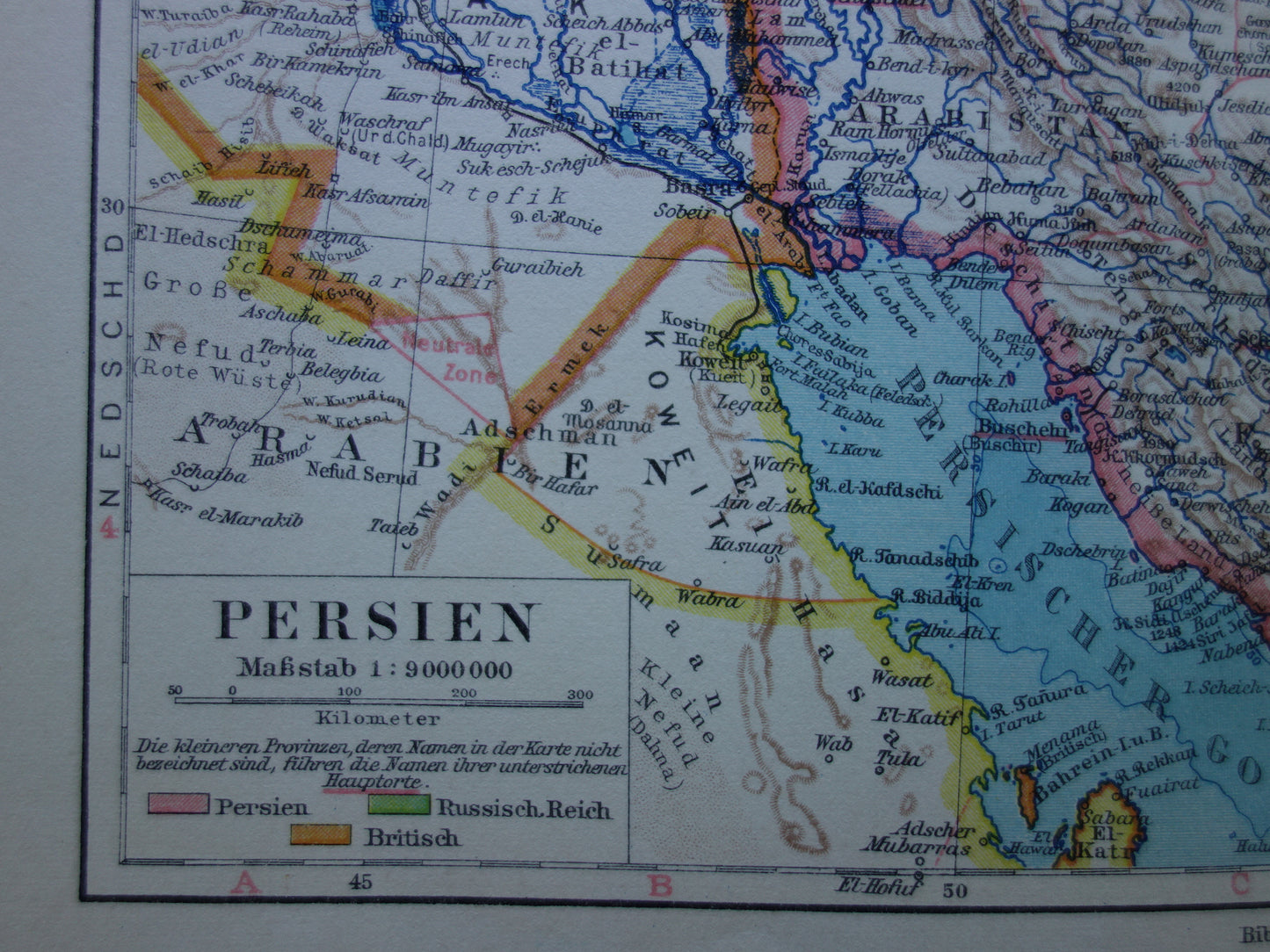 Original old map of Persia / Iran from 1928 vintage map Tehran - historical maps