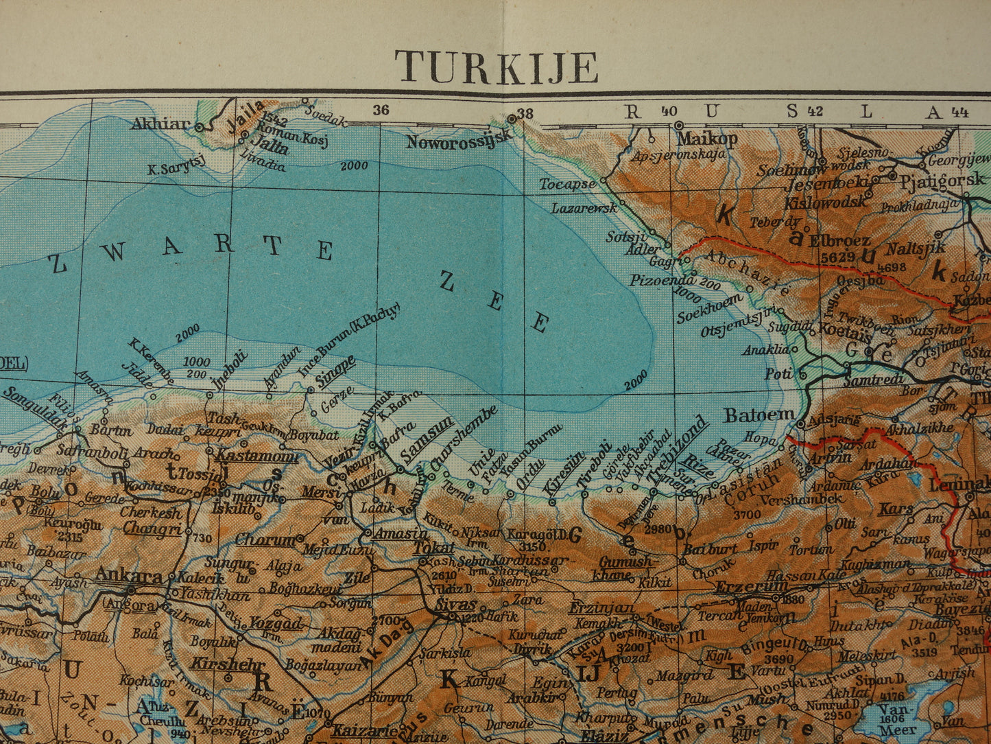 TURKEY Old map from the year 1938 historical Dutch map Turkey vintage maps