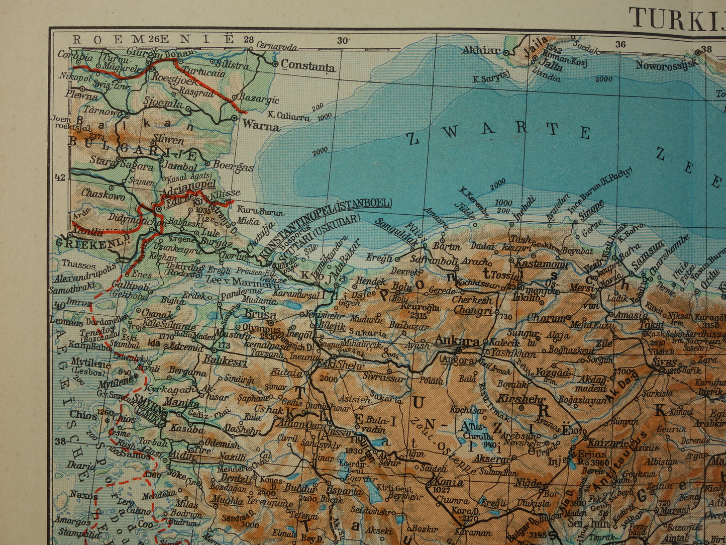 TURKEY Old map from the year 1938 historical Dutch map Turkey vintage maps