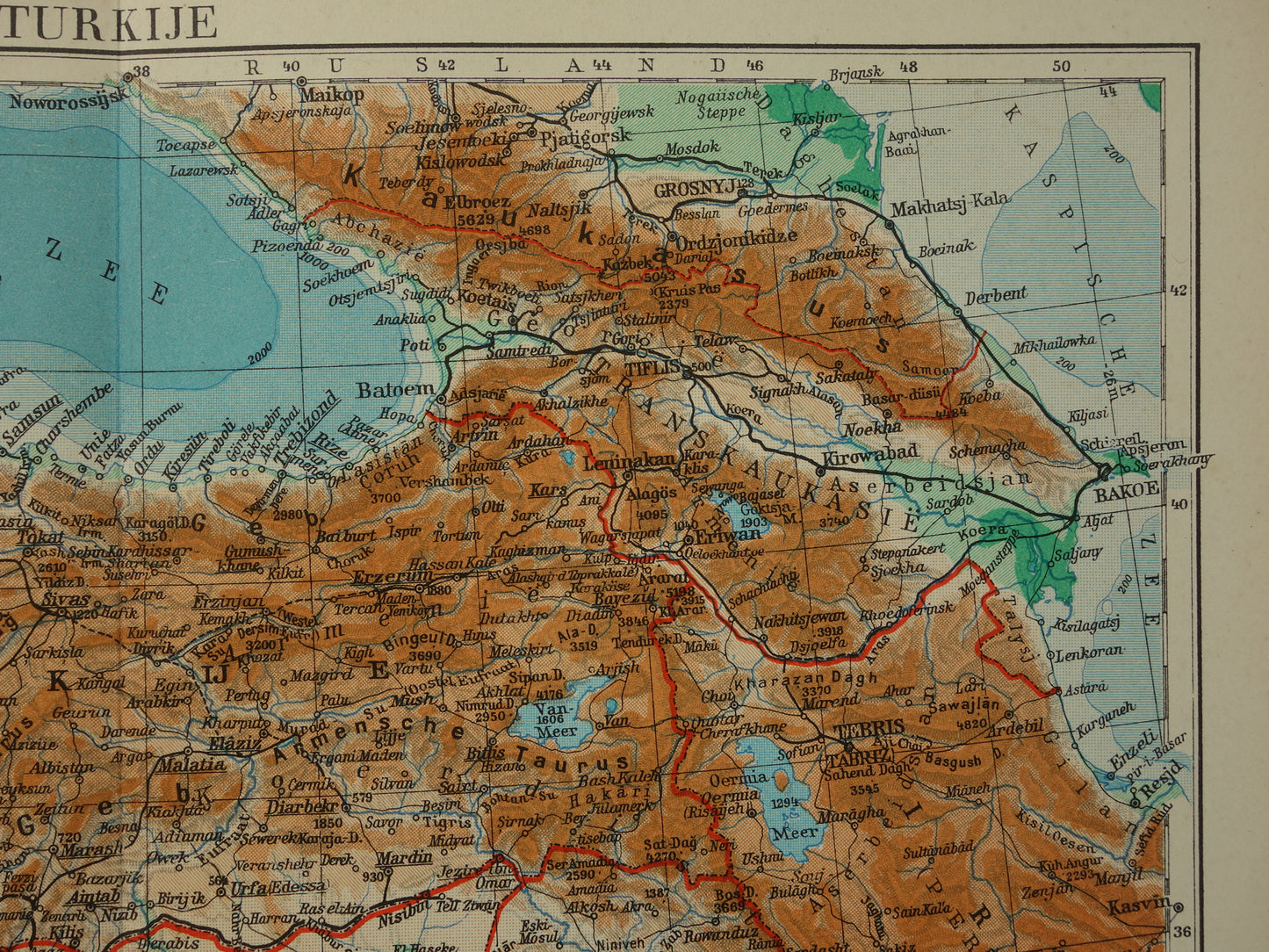 TURKEY Old map from the year 1938 historical Dutch map Turkey vintage maps