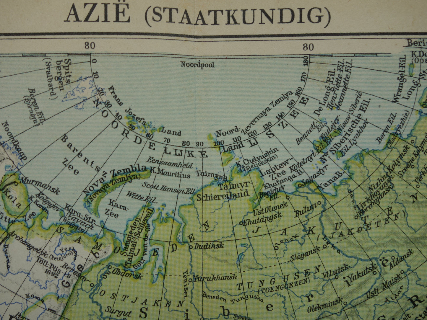 ASIEN alte Karte des Kontinents Asien von 1936 originale niederländische Vintage-Karte