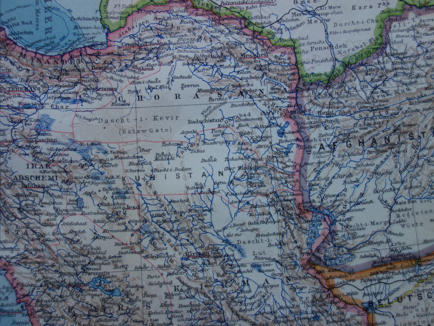 Original old map of Persia / Iran from 1928 vintage map Tehran - historical maps