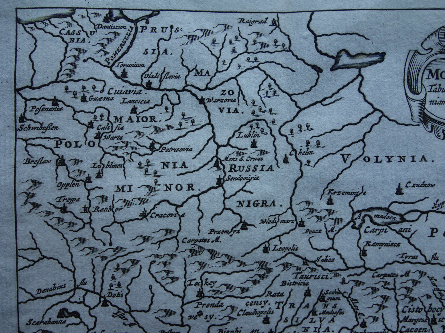 Oude kaart van Polen Roemenië Dacië Moesë in de oudheid 1661 originele antieke landkaart klein formaat Moesiae et Daciae Cluver