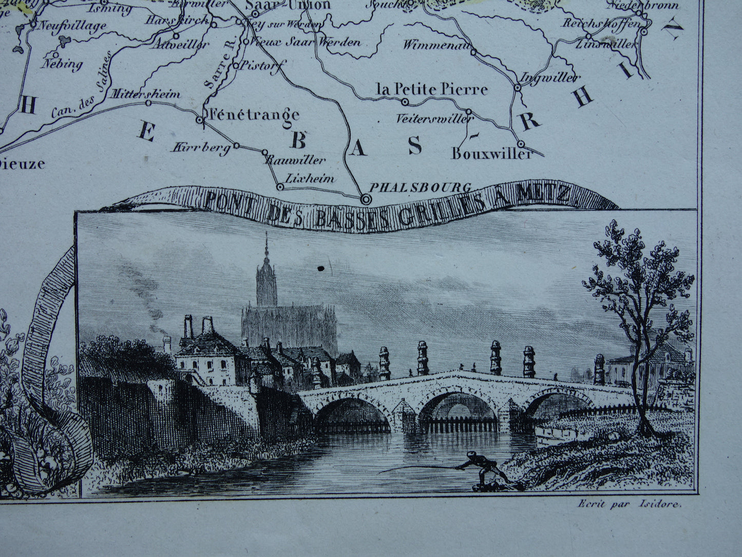Moselle Oude Kaart van departement in Frankrijk uit 1856 originele antieke handgekleurde landkaart Metz