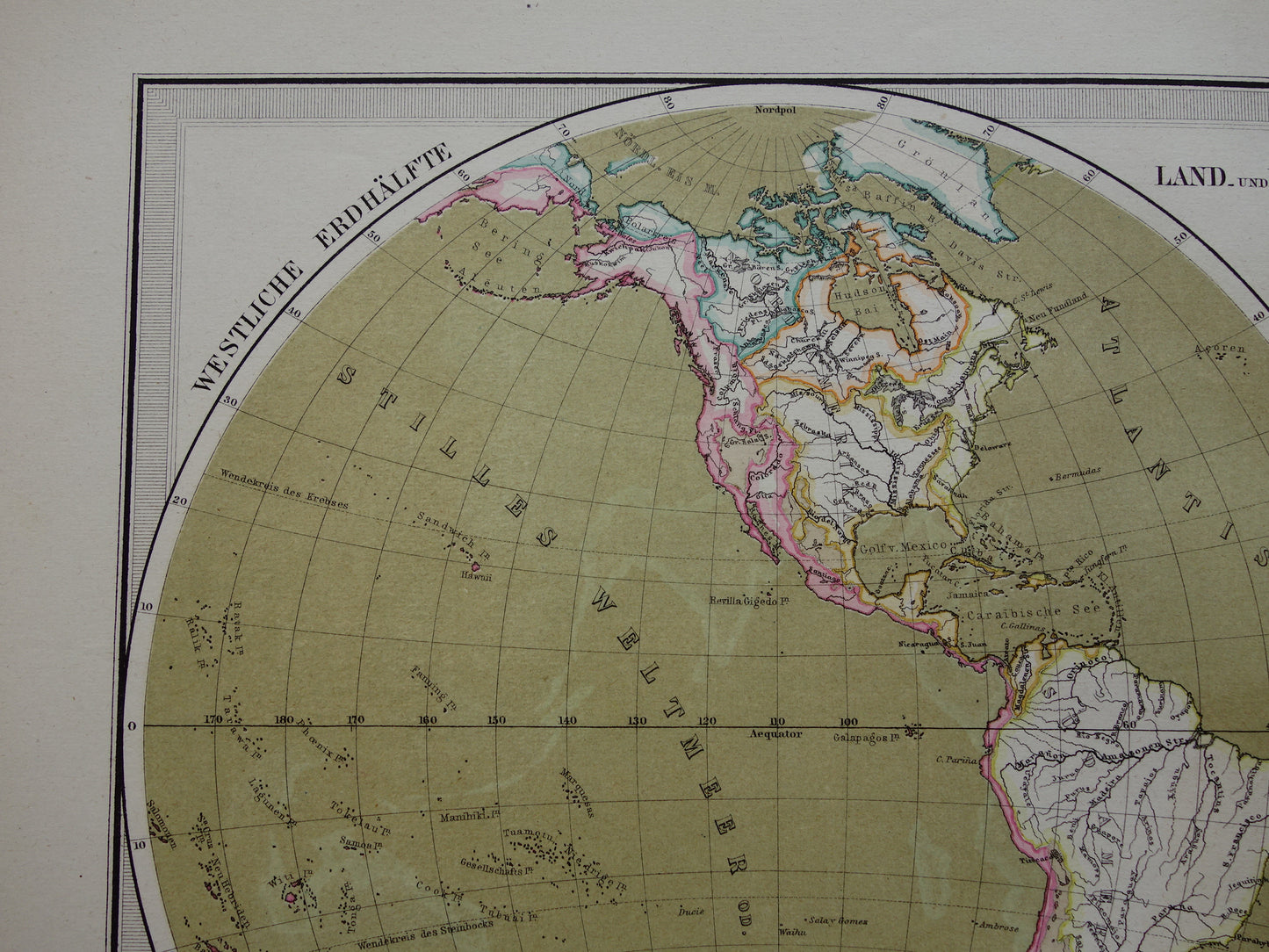 WORLD MAP large old map of the World from 1880 original vintage map largest land mass water mass with date