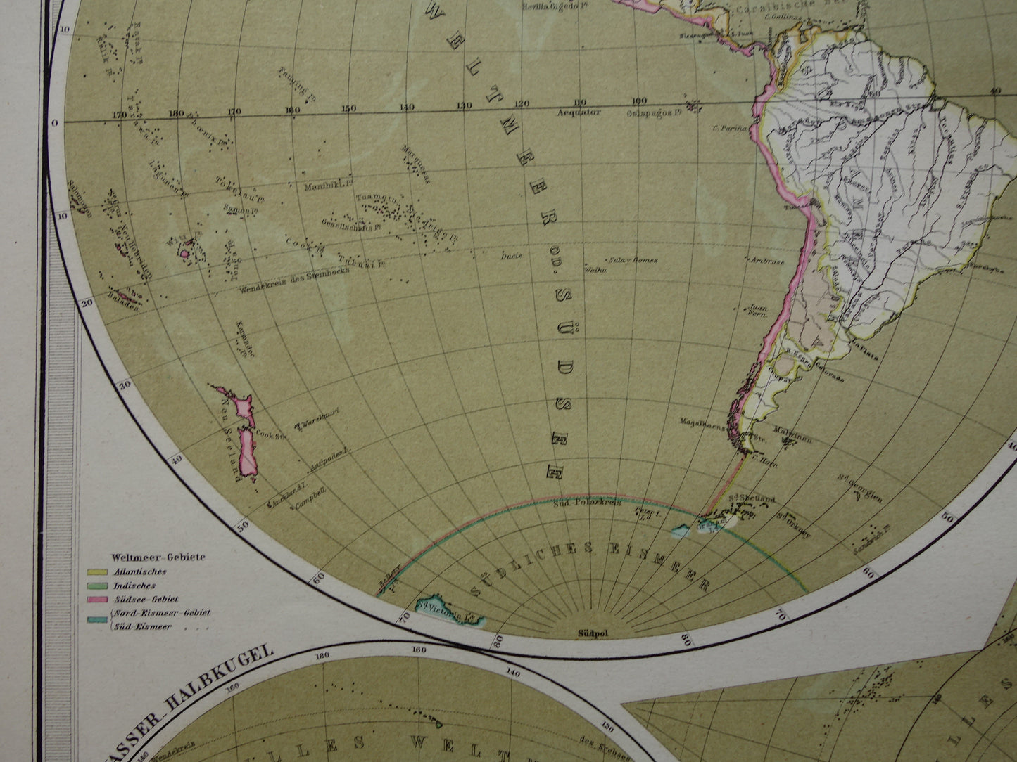 WORLD MAP large old map of the World from 1880 original vintage map largest land mass water mass with date