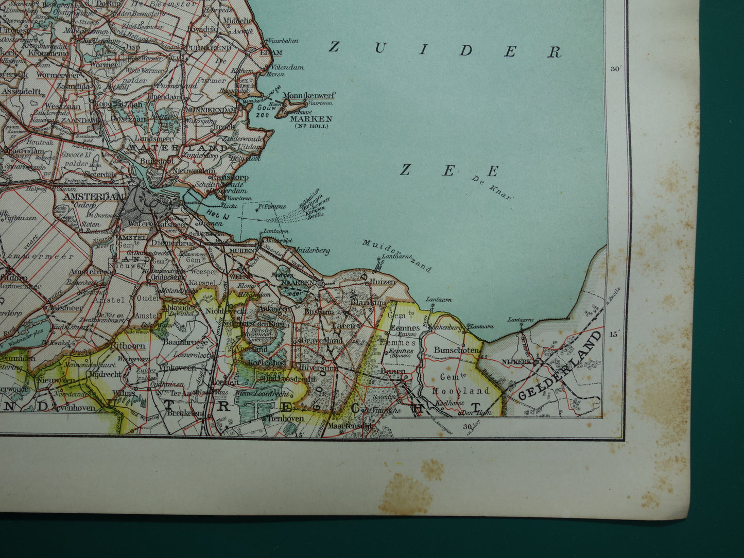 Old map of the province of North Holland from 1920 original vintage antique map Amsterdam Enkhuizen Alkmaar Texel - Dutch maps
