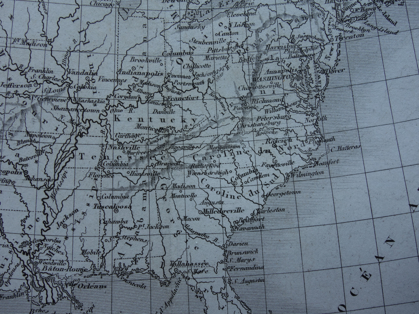 Alte Karte der Ostküste der Vereinigten Staaten von 1854 – Originale antike Karte der amerikanischen Ostküste (USA)