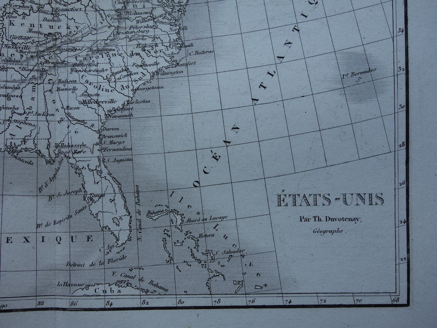 Alte Karte der Ostküste der Vereinigten Staaten von 1854 – Originale antike Karte der amerikanischen Ostküste (USA)
