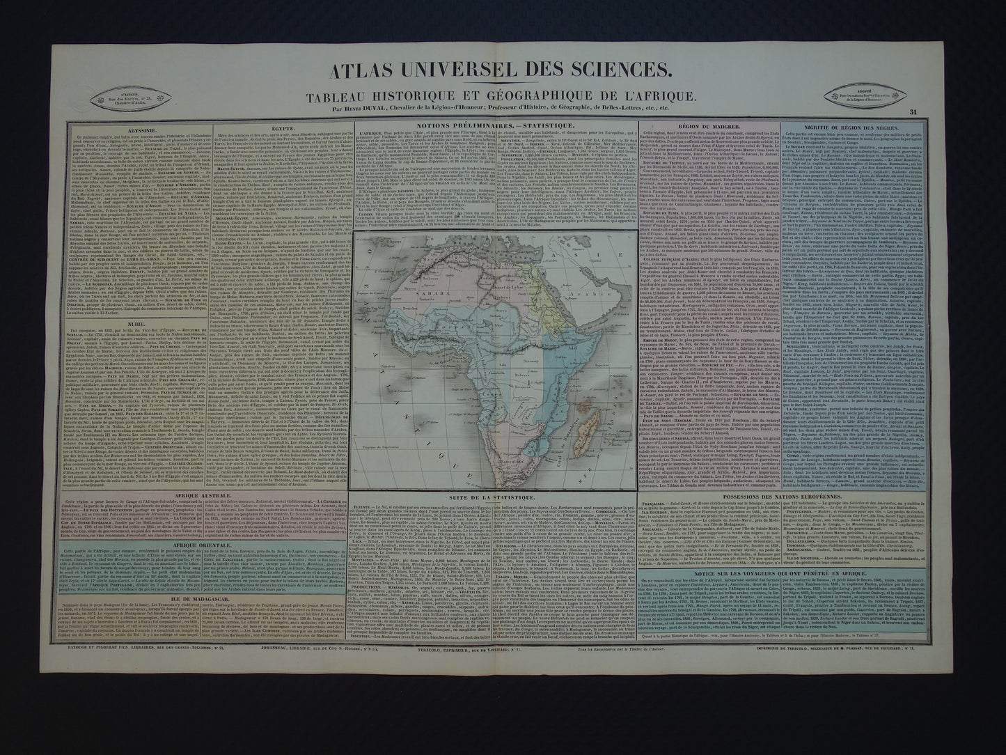 AFRIKA Große alte Karte von Afrika aus dem Jahr 1837 Antike Kontinentkarte