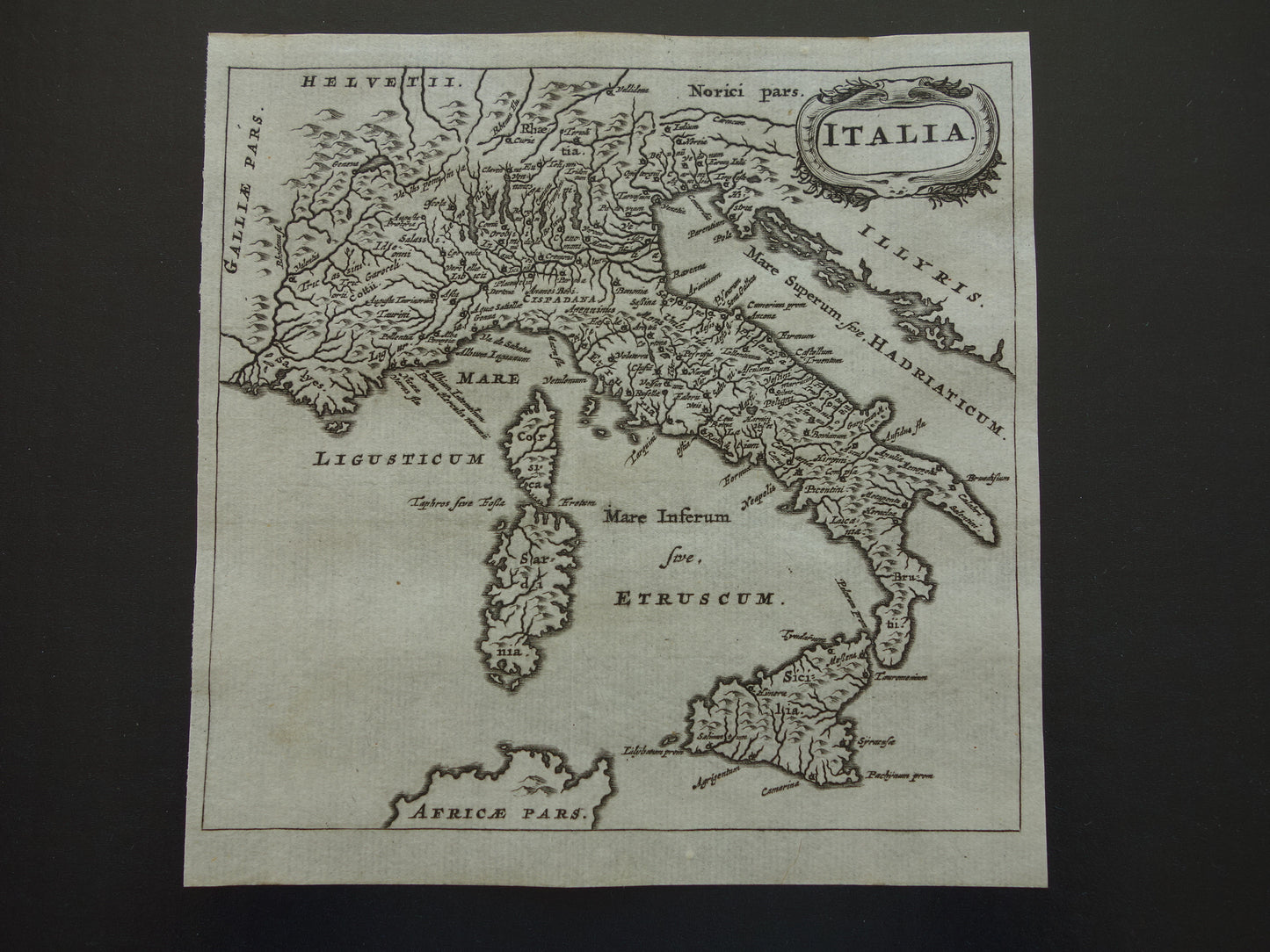 Italy 360+ year old map of Italy 1661 original antique Dutch map small format