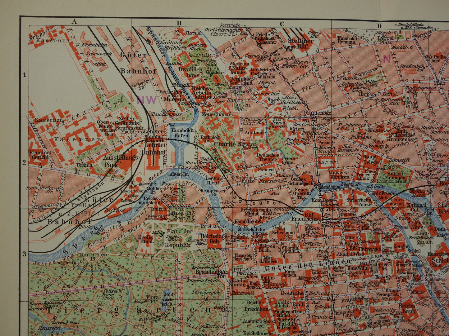 BERLIJN oude kaart van Berlijn uit 1932 originele Nederlandse vintage plattegrond