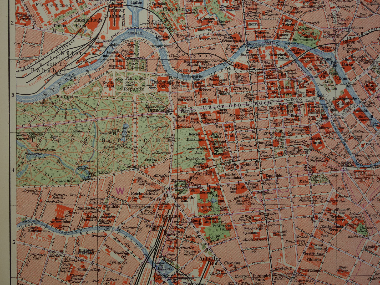 BERLIJN oude kaart van Berlijn uit 1932 originele Nederlandse vintage plattegrond