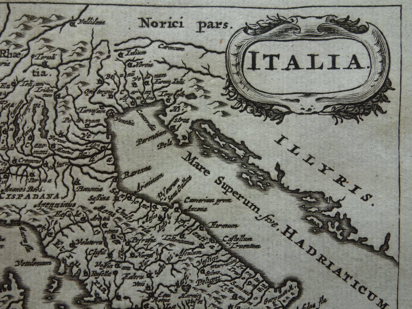 Italy 360+ year old map of Italy 1661 original antique Dutch map small format