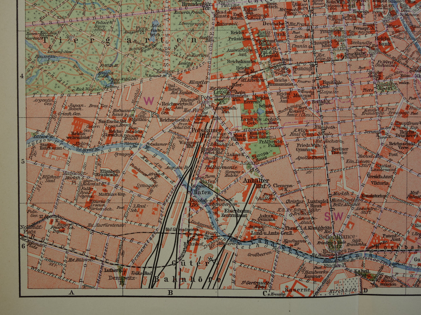 BERLIJN oude kaart van Berlijn uit 1932 originele Nederlandse vintage plattegrond
