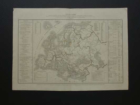 EUROPE antique hydrographic map of Europe from 1830