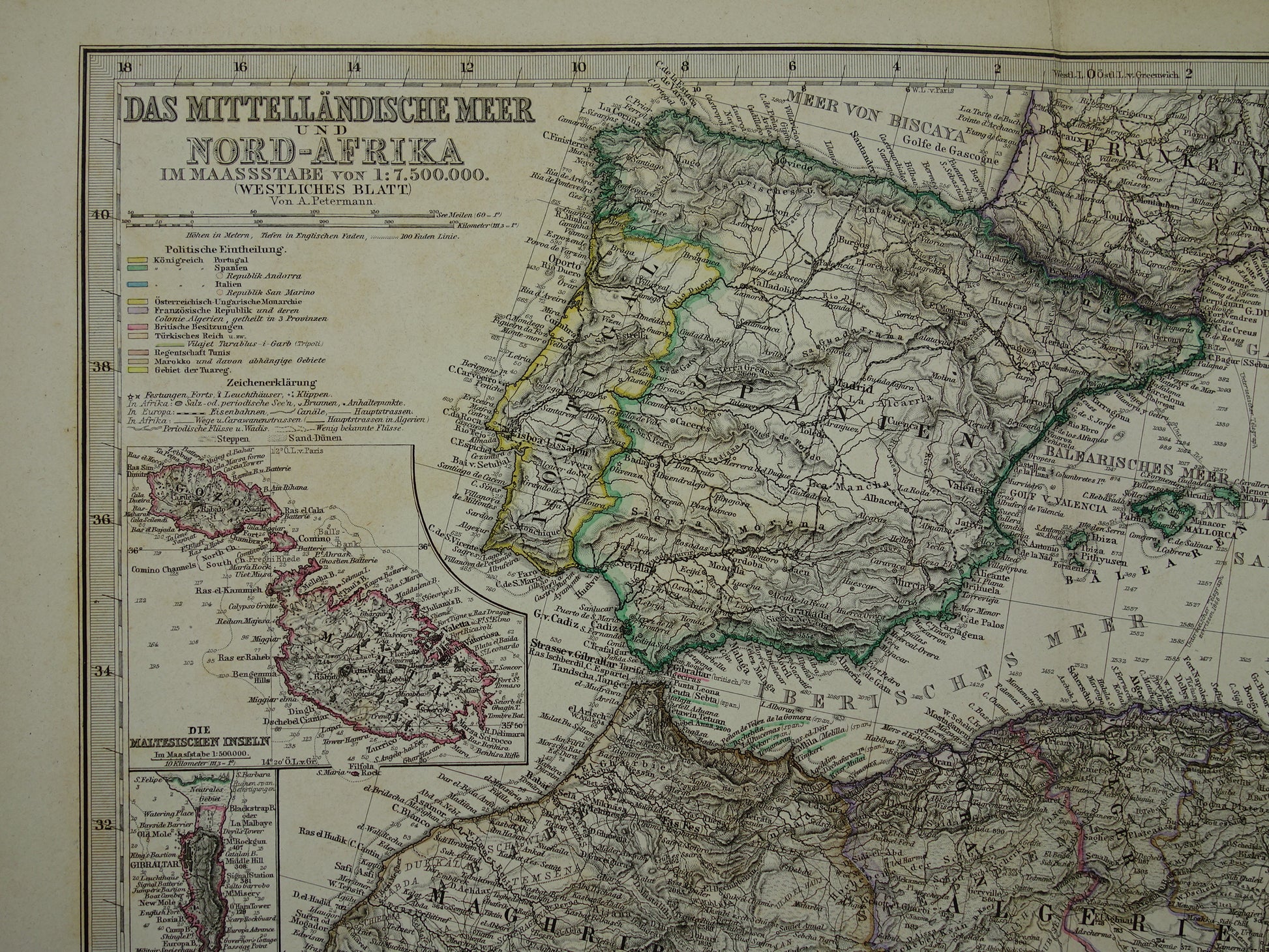 de middellandse zee antieke landkaart kopen