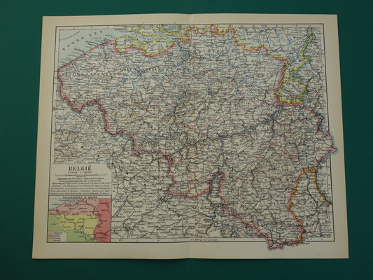 BELGIE Oude kaart van België uit 1932 originele vintage Nederlandse landkaart Taalgrens