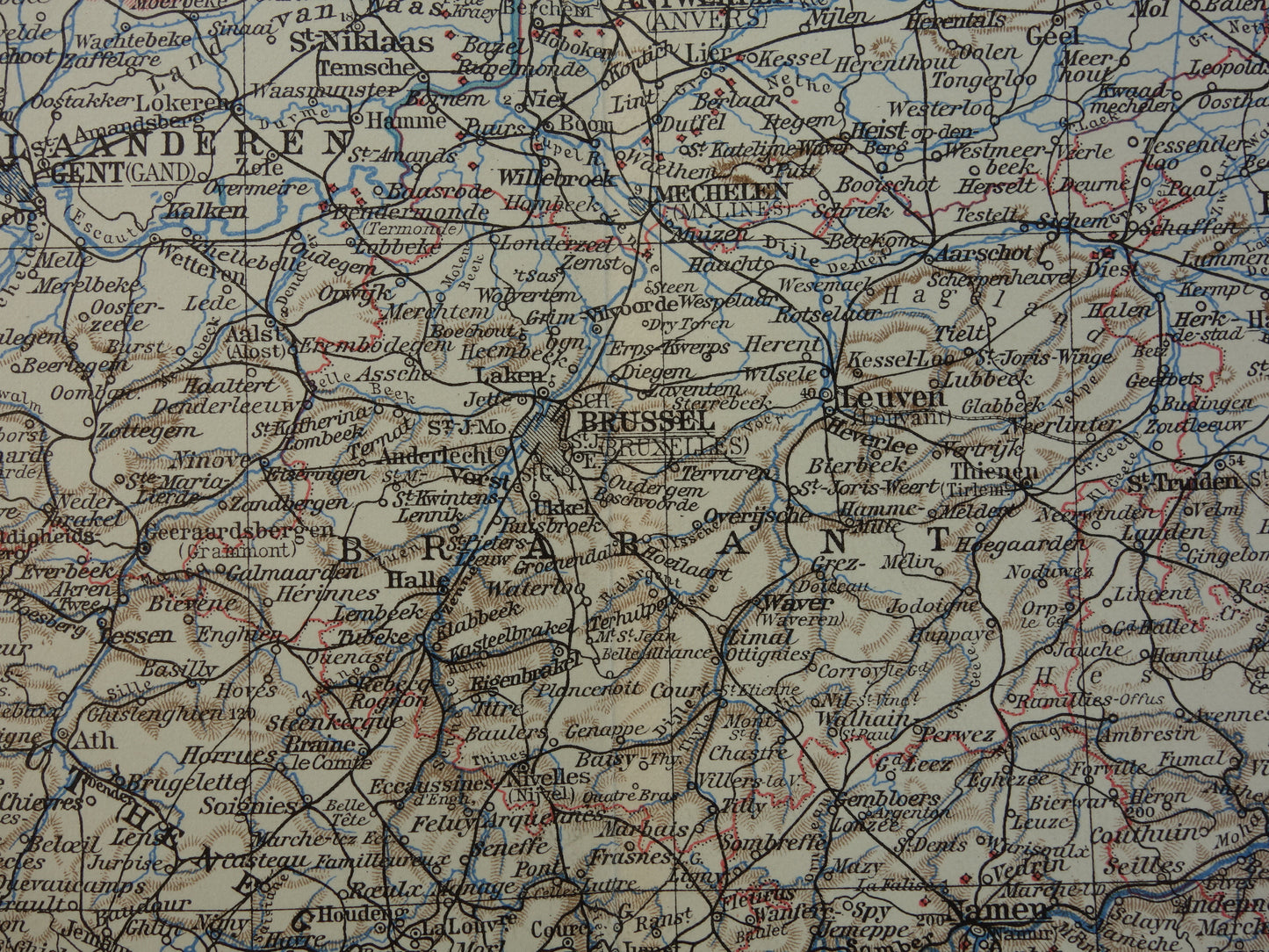 BELGIUM Old map of Belgium from 1932 original vintage Dutch map Language border