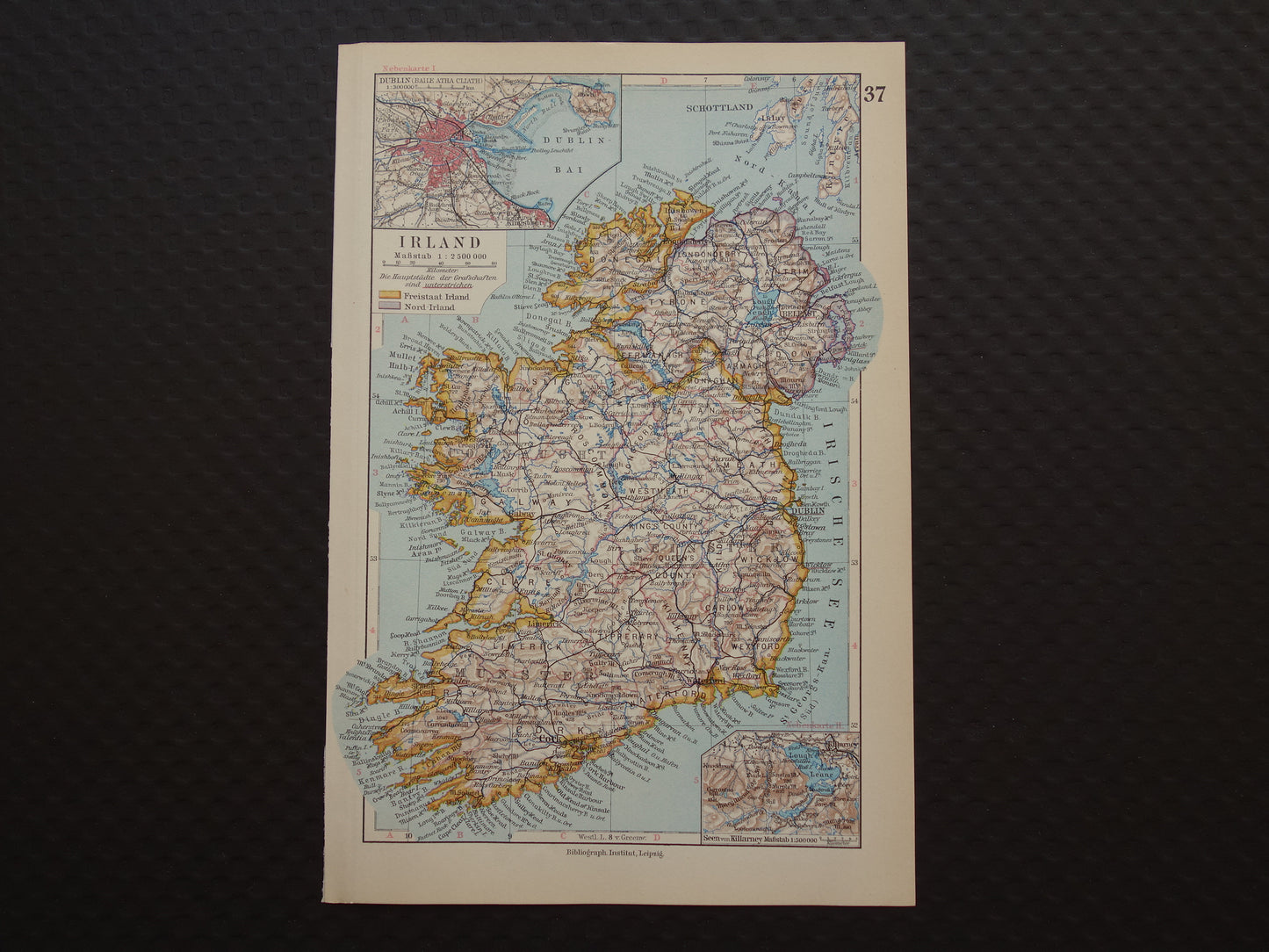 IRELAND old map of Ireland 1928 small detailed map Ireland