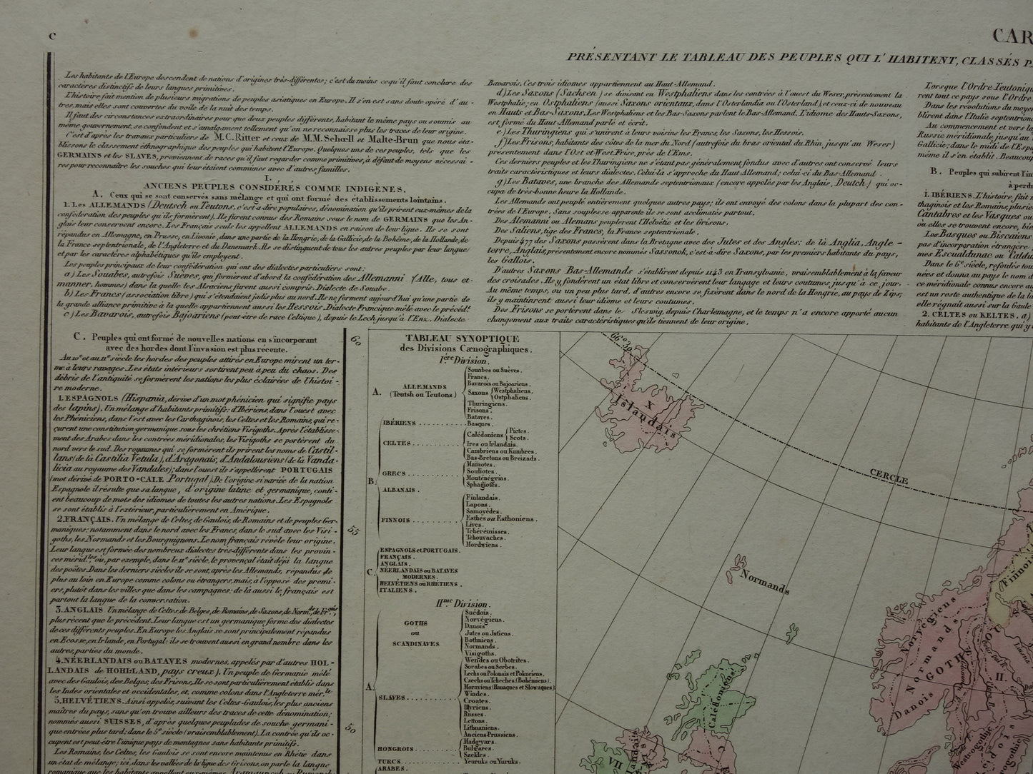 EUROPE old map of Europe from 1830 about language and peoples Antique Map Linguistic