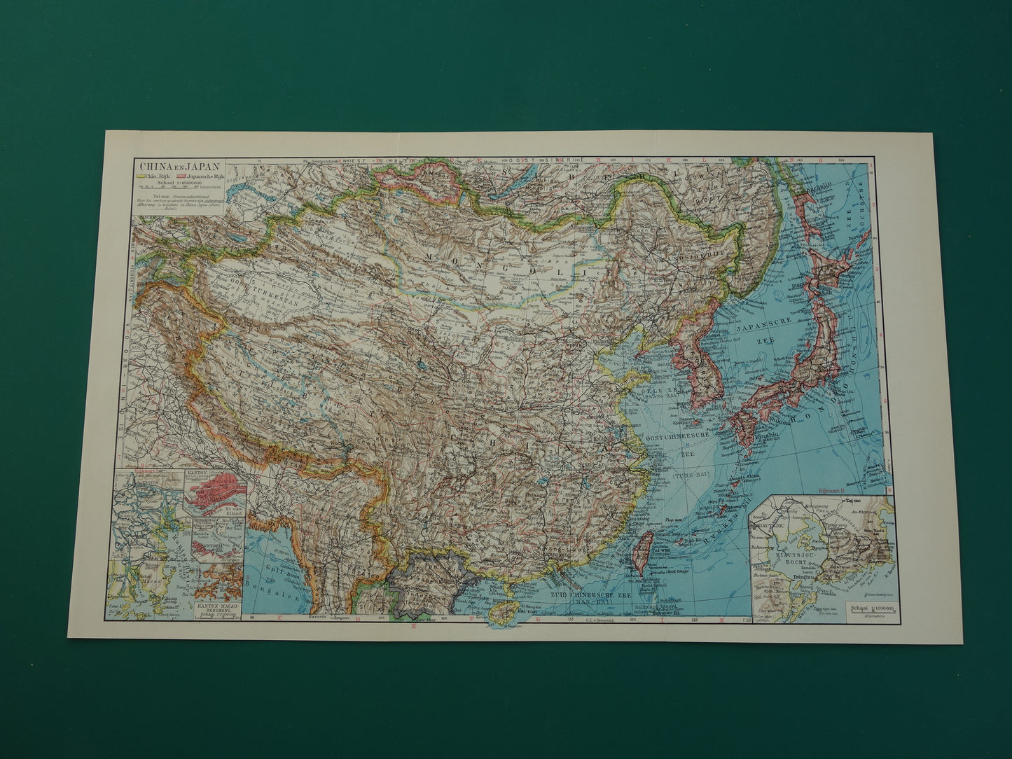 CHINA Old map of China from 1933 original Dutch vintage map