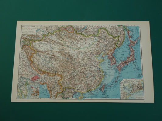 CHINA Alte Karte von China aus dem Jahr 1933, originale niederländische Vintage-Karte