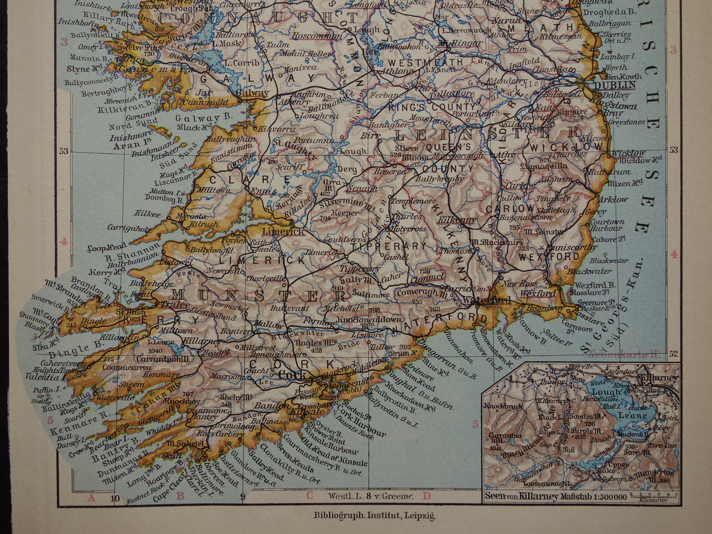 IRELAND old map of Ireland 1928 small detailed map Ireland