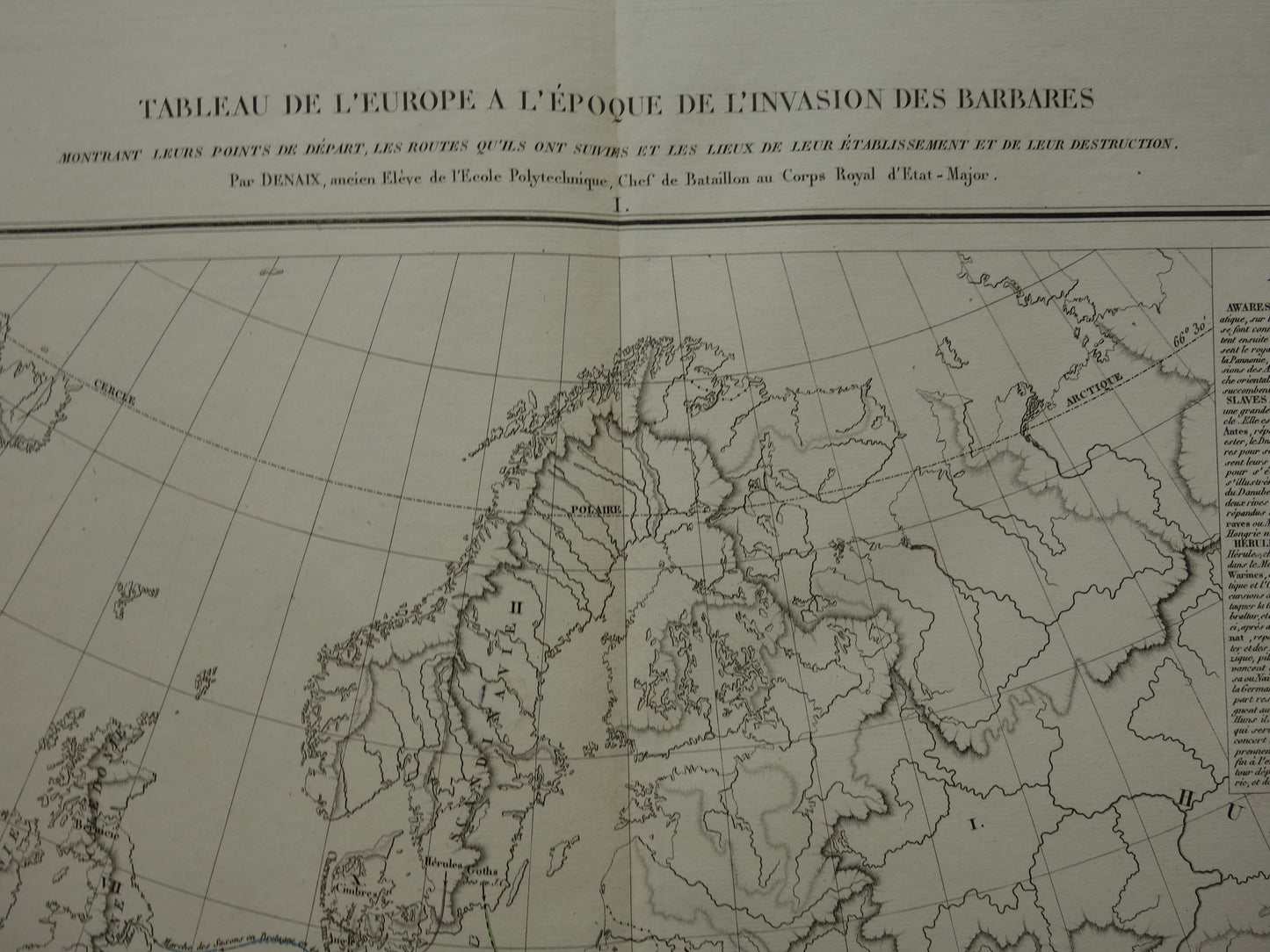 Old map of Europe Great Migration original antique map from 1830 history map