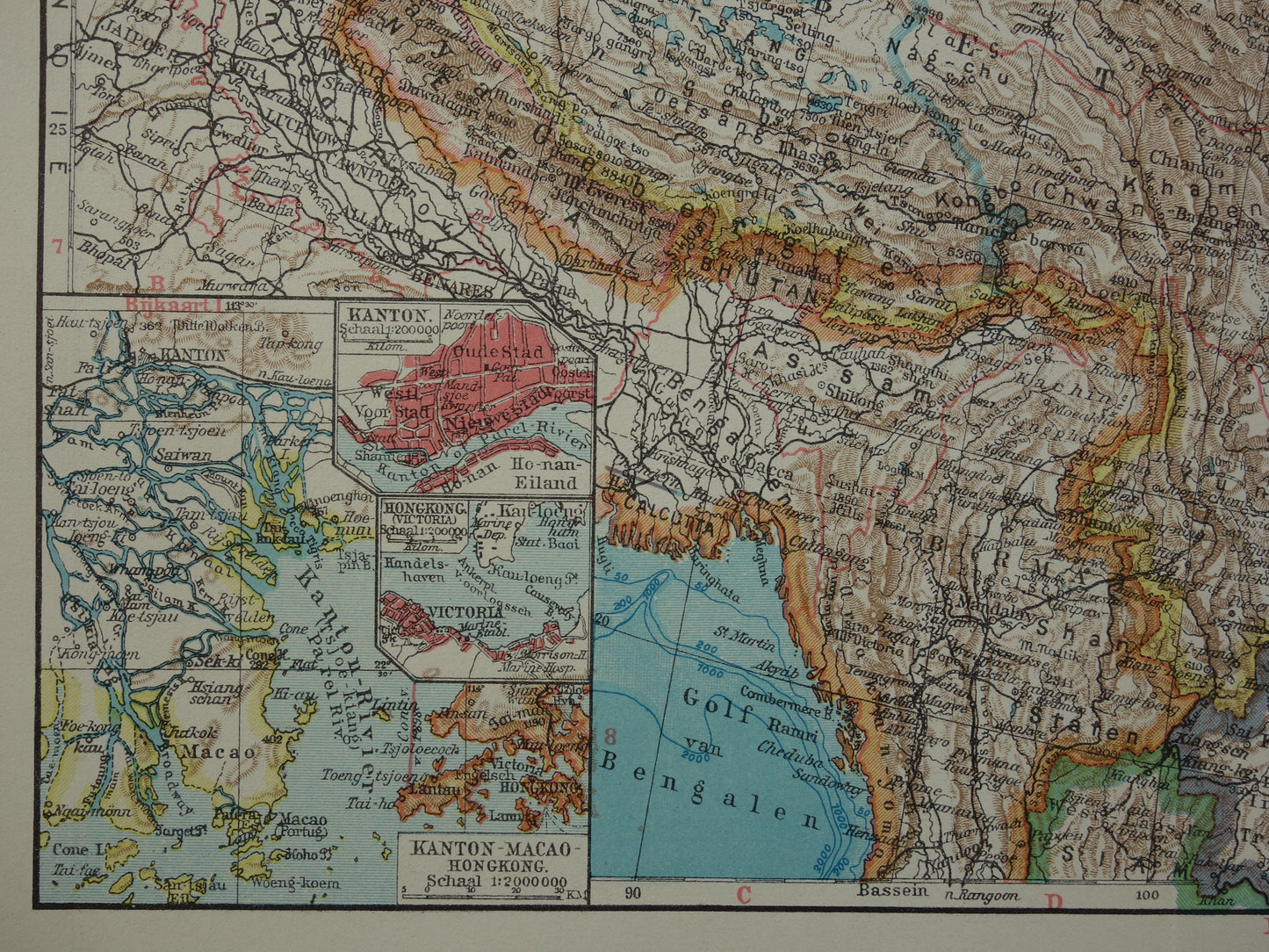 CHINA Old map of China from 1933 original Dutch vintage map