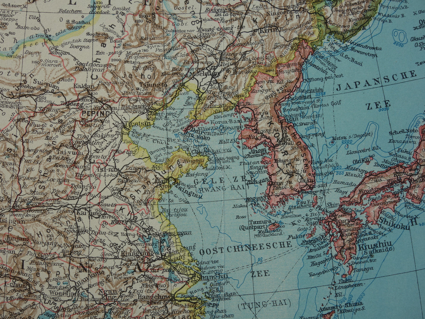 CHINA Old map of China from 1933 original Dutch vintage map