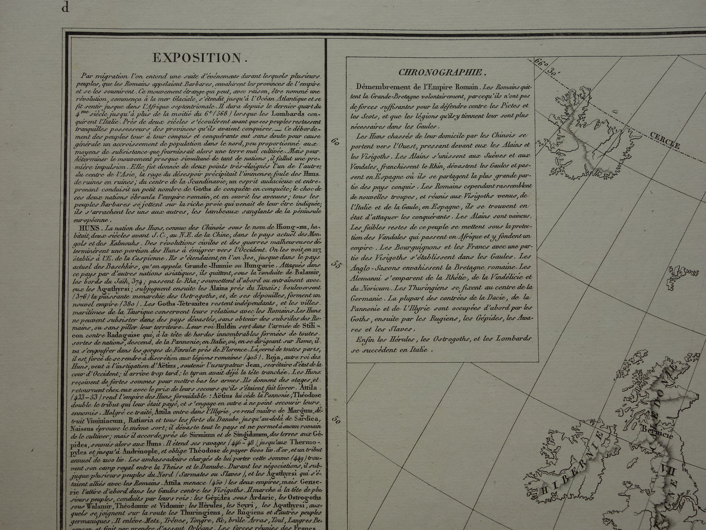 Old map of Europe Great Migration original antique map from 1830 history map