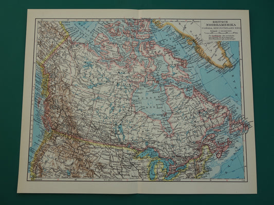 CANADA oude kaart van Canada uit 1933 originele vintage Nederlandse landkaart