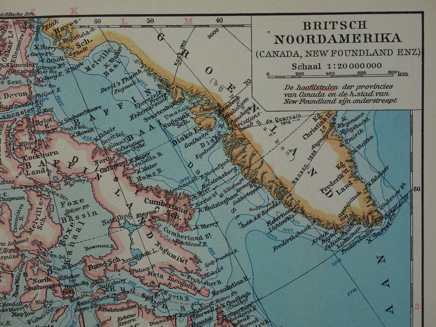 CANADA oude kaart van Canada uit 1933 originele vintage Nederlandse landkaart