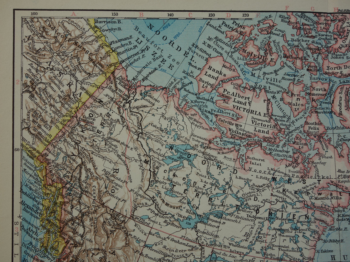 CANADA oude kaart van Canada uit 1933 originele vintage Nederlandse landkaart