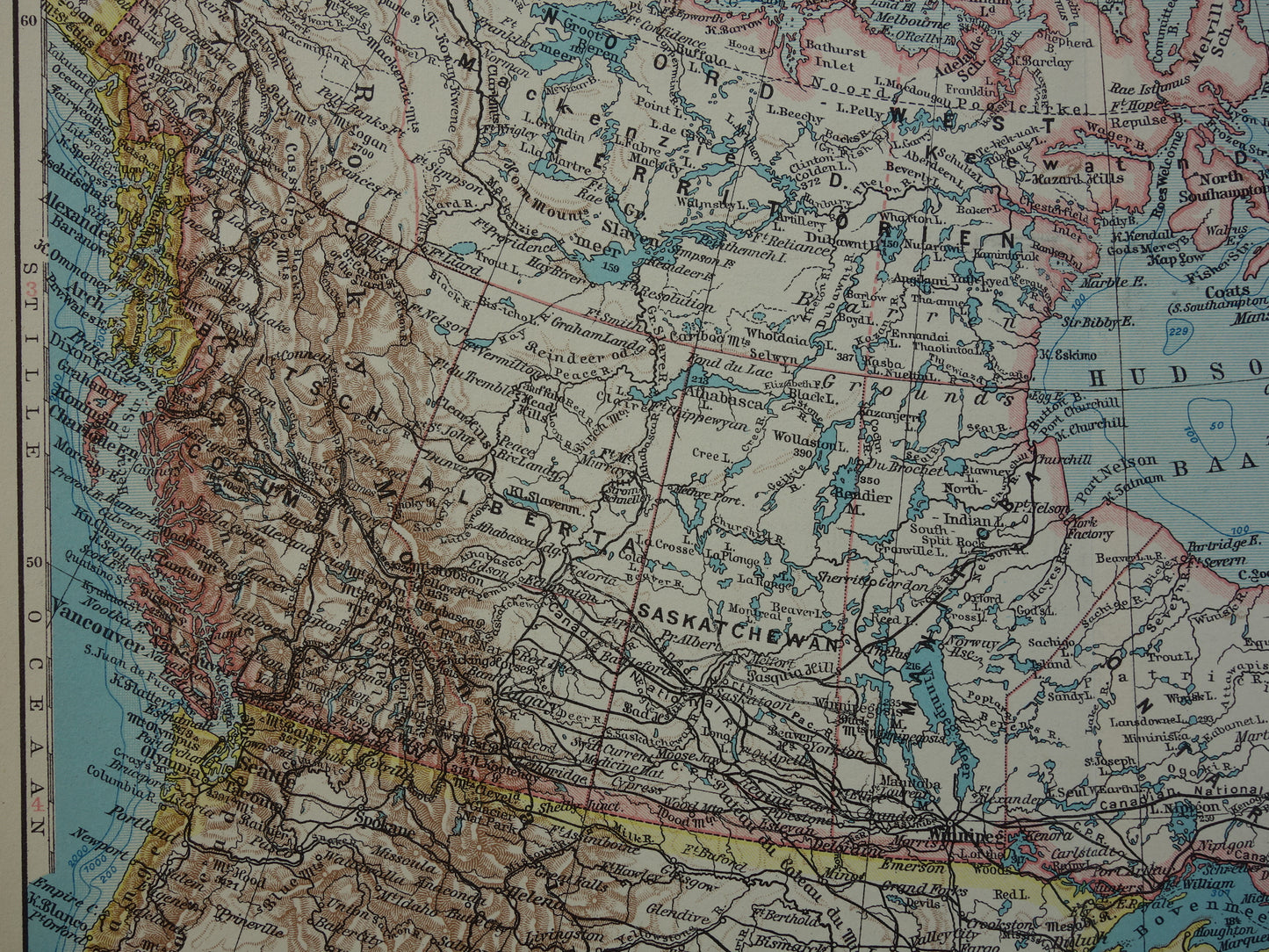 CANADA oude kaart van Canada uit 1933 originele vintage Nederlandse landkaart