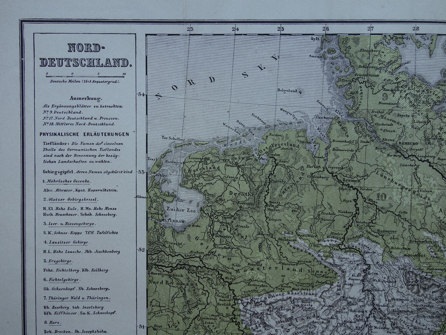 GERMAN EMPIRE Antique map from 1875 old map of Germany Poland Netherlands