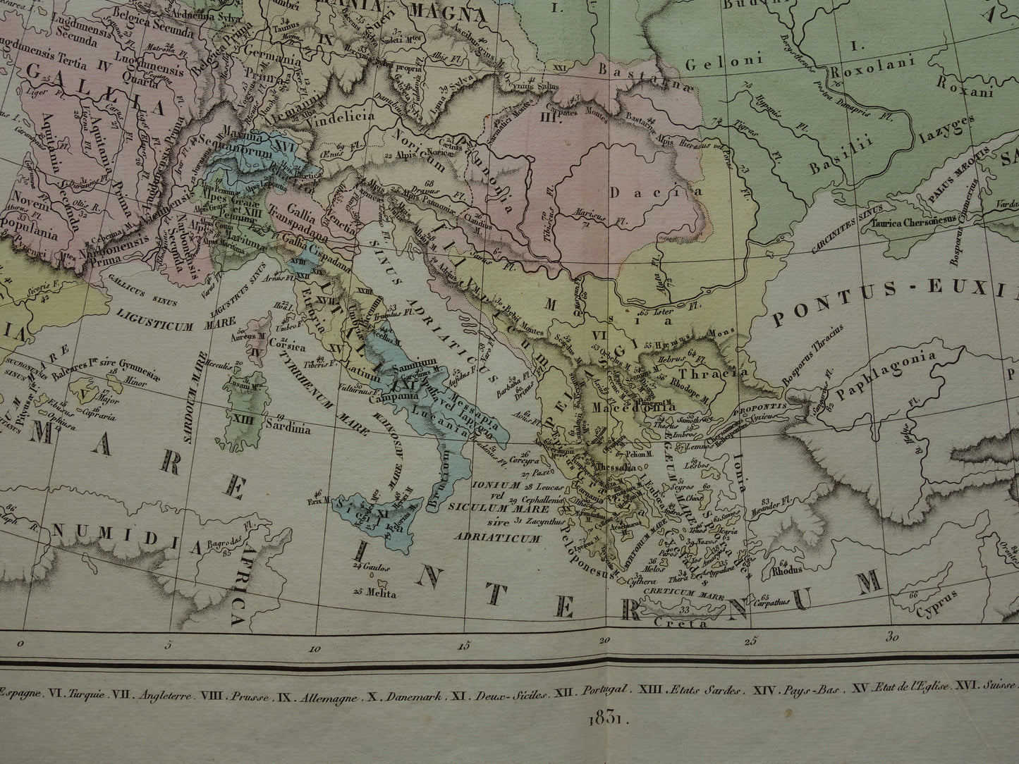 EUROPE old map of Europe in classical antiquity from 1831 Antique Map